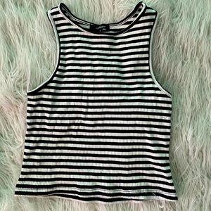 Black and White Striped Crop Top
